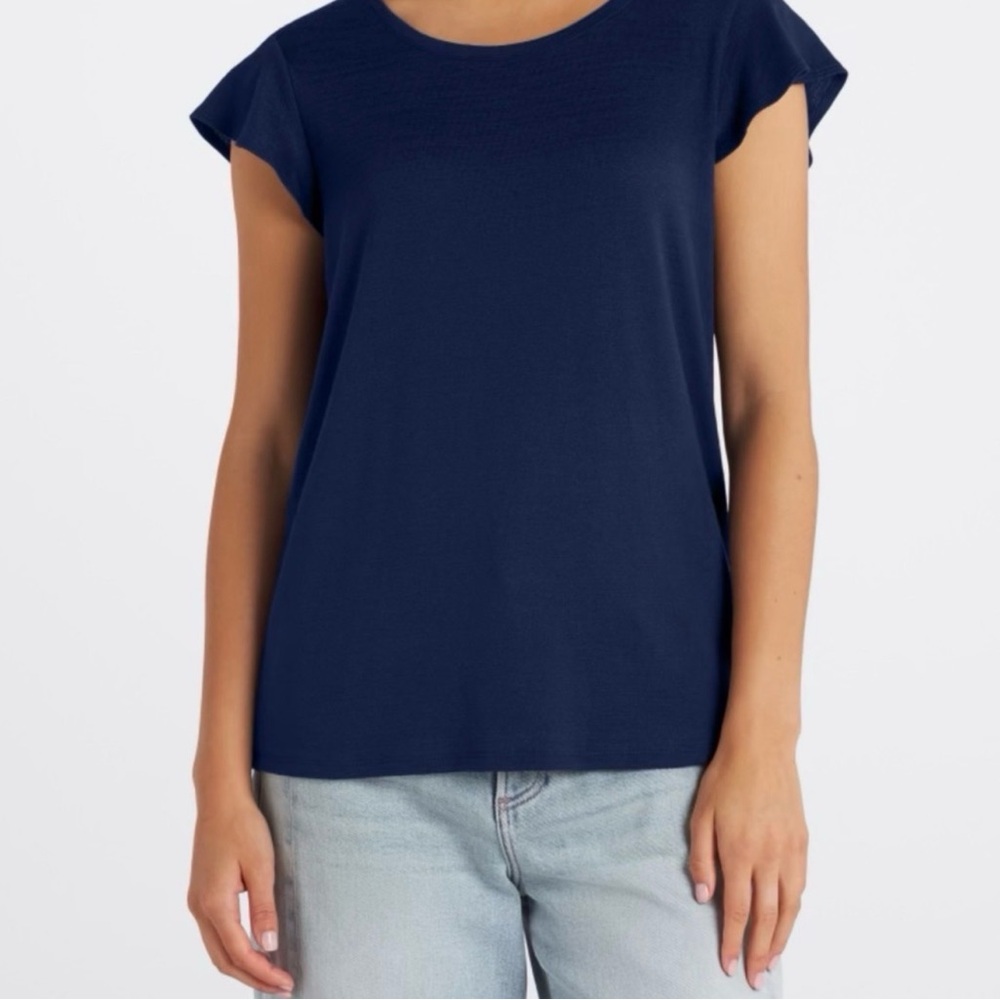 Market & Spruce Medium Navy Luiso Flutter Sleeve Knit‎ Tee Stich Fix